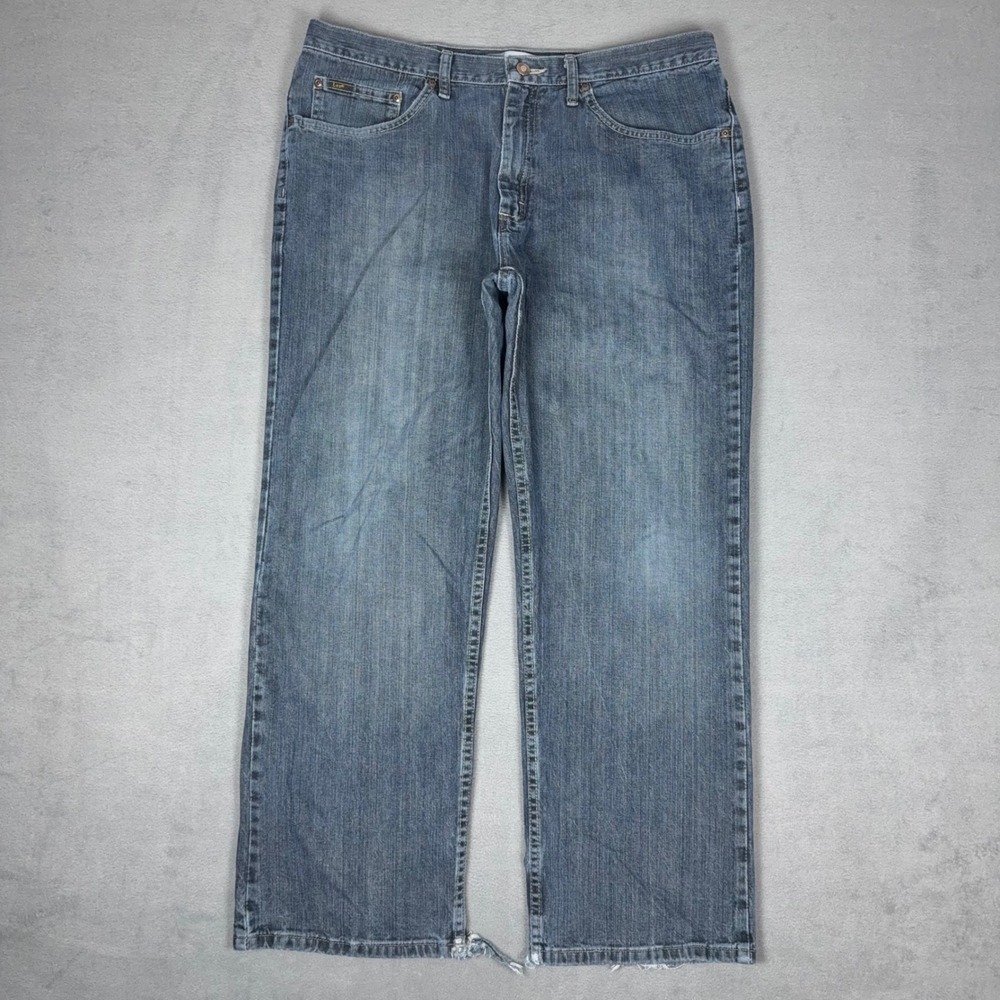 Lee Premium Select Jeans Mens 38x30 Blue Denim Relaxed Straight Leg Cotton Work